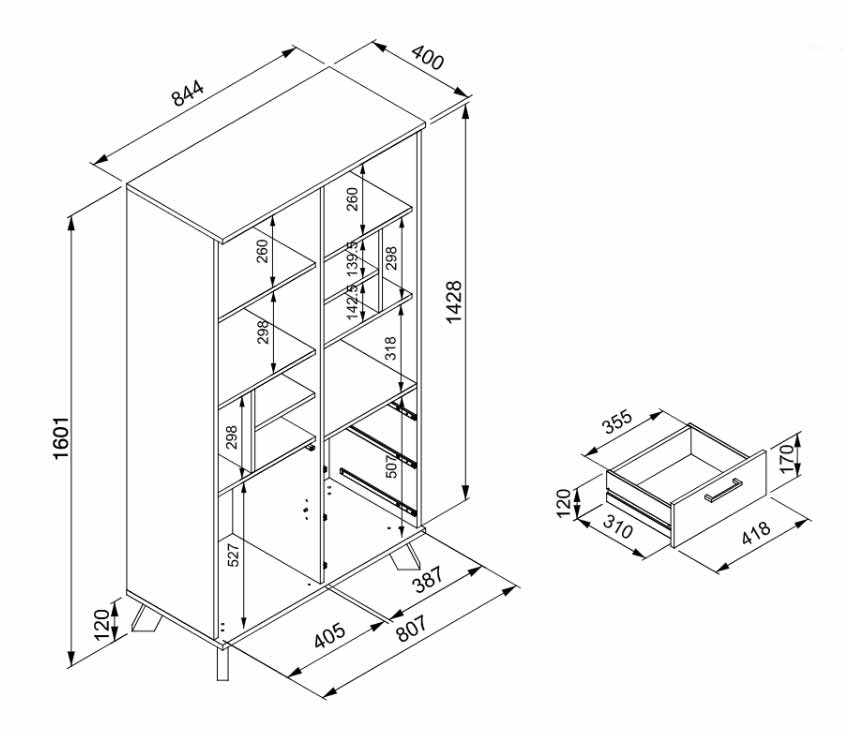 Libreria finitura Quercia del Nord