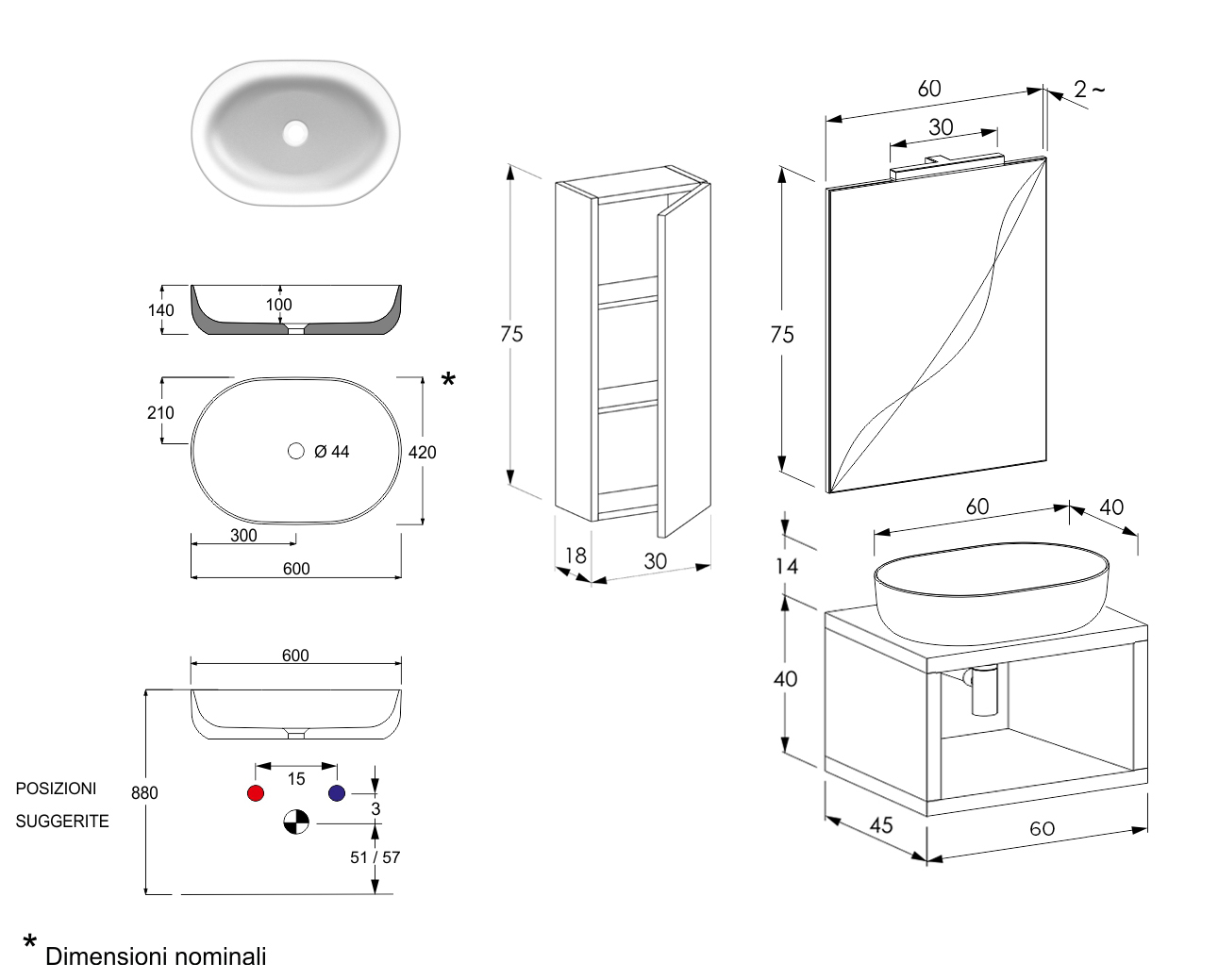 Mobiletti da bagno moderni, Niagara 4 Bis