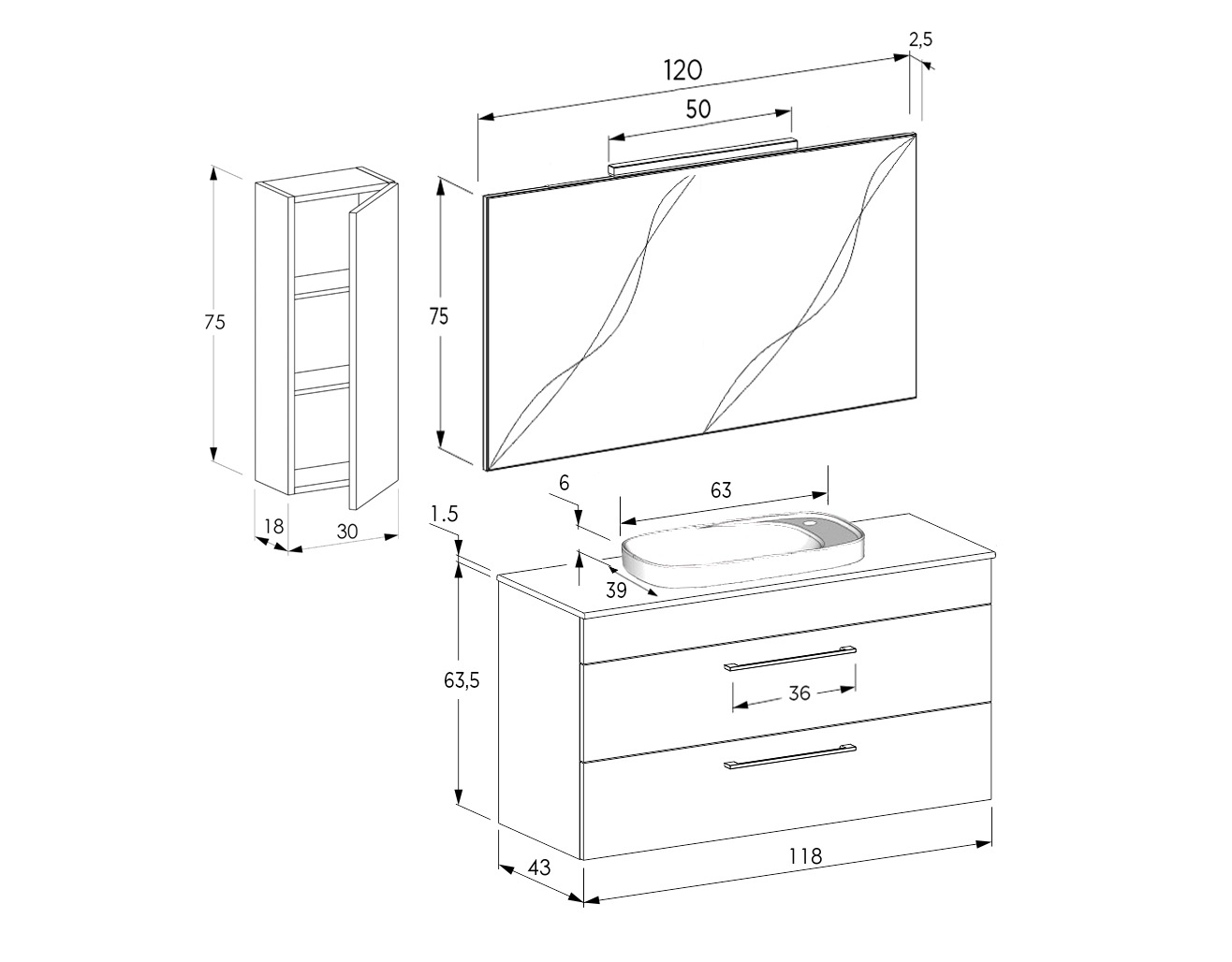 Arredamento bagni mobile sospeso, Jog 2