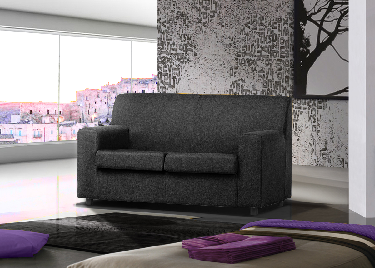 Divano moderno 2 posti in tessuto Antracite
