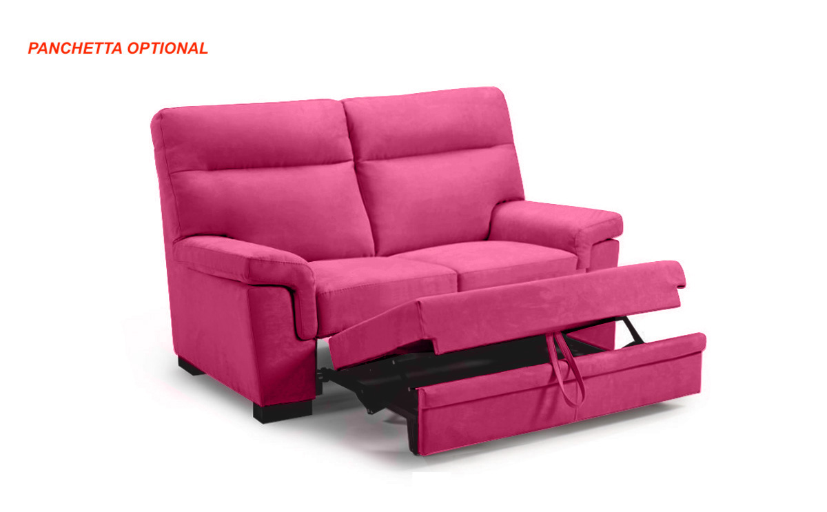 Divano Kim rosa Lampone, divano moderno a 2 posti
