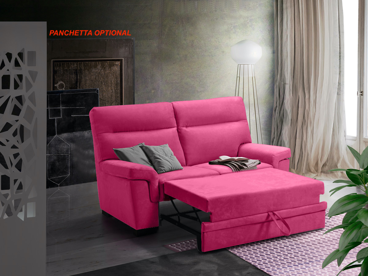 Divano Kim rosa Lampone, divano moderno a 2 posti