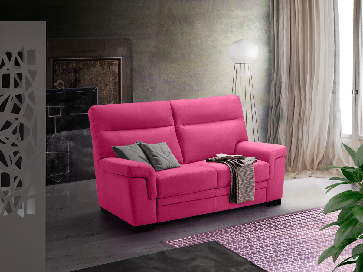 Divano Kim rosa Lampone, divano moderno a 2 posti