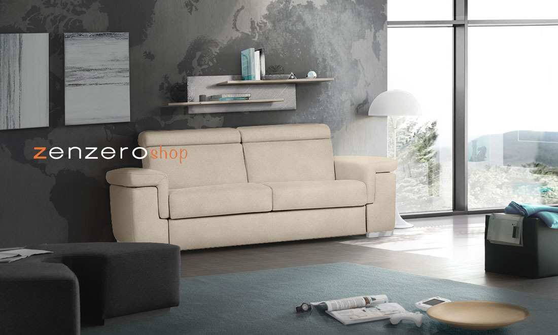 Divano letto Kilimangiaro sfoderabile a 3 posti finitura Avorio