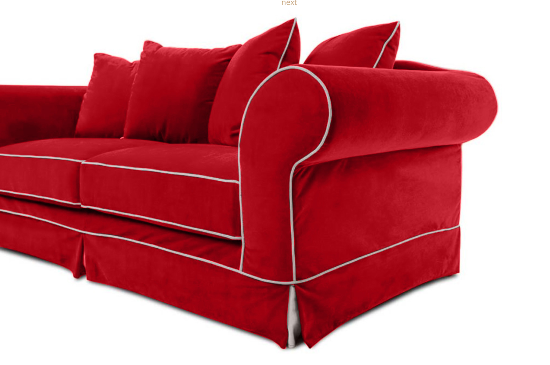 Divano moderno Broad a 3 posti, finitura Rossa, made in Italy