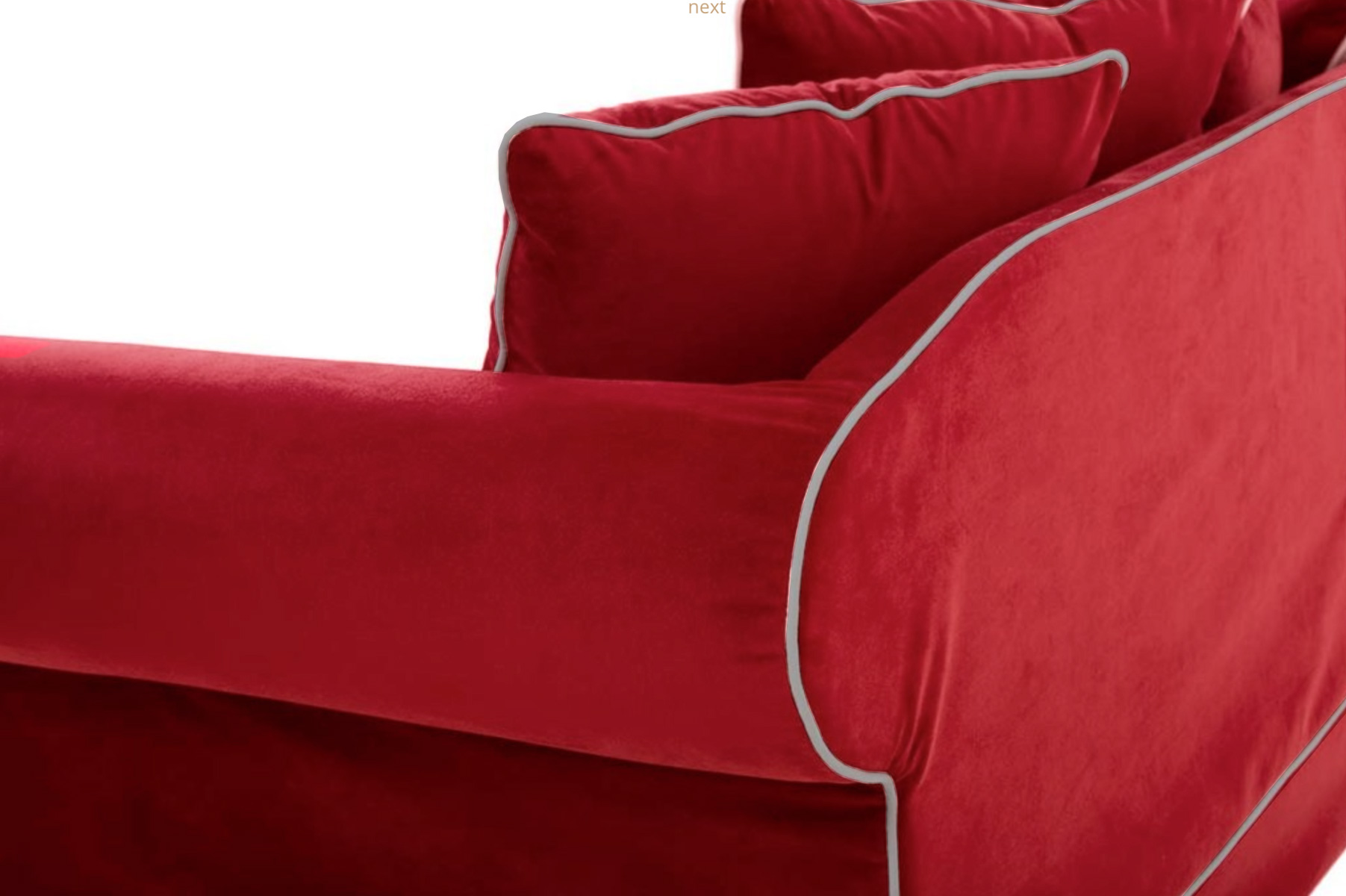 Divano moderno Broad a 3 posti, finitura Rossa, made in Italy