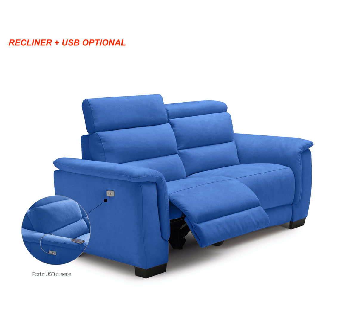 Divano Vale blu Tempesta, divano moderno a due posti