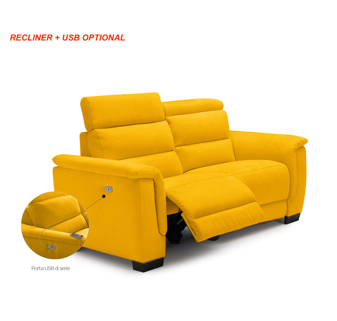 Divano 2 posti Vale, finitura Cedro