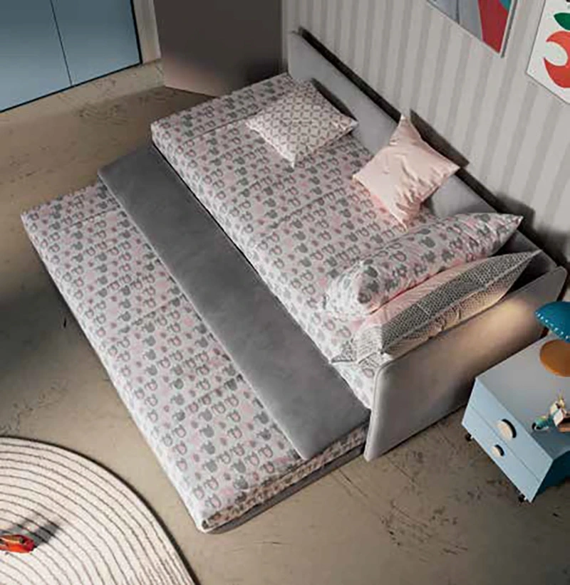 Divano letto con seconda rete estraibile, tessuto Grigio