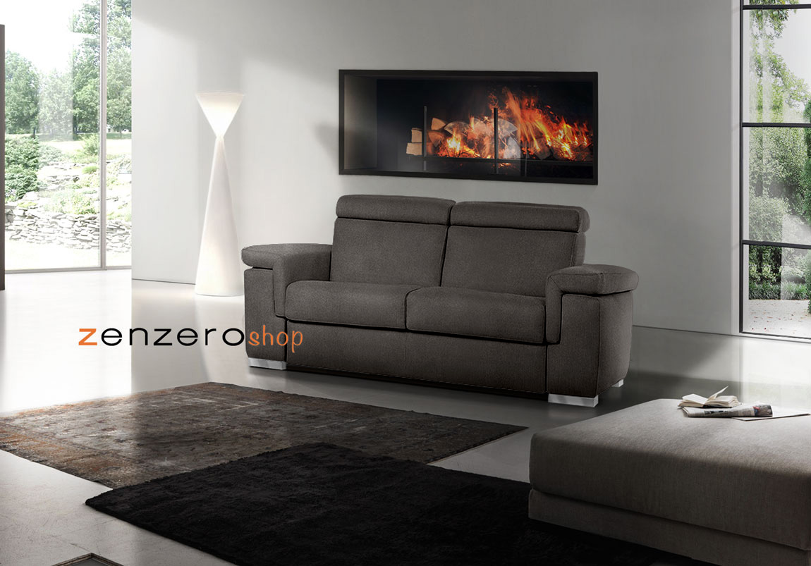 Divano letto Kilimangiaro sfoderabile a 2 posti finitura Ardesia