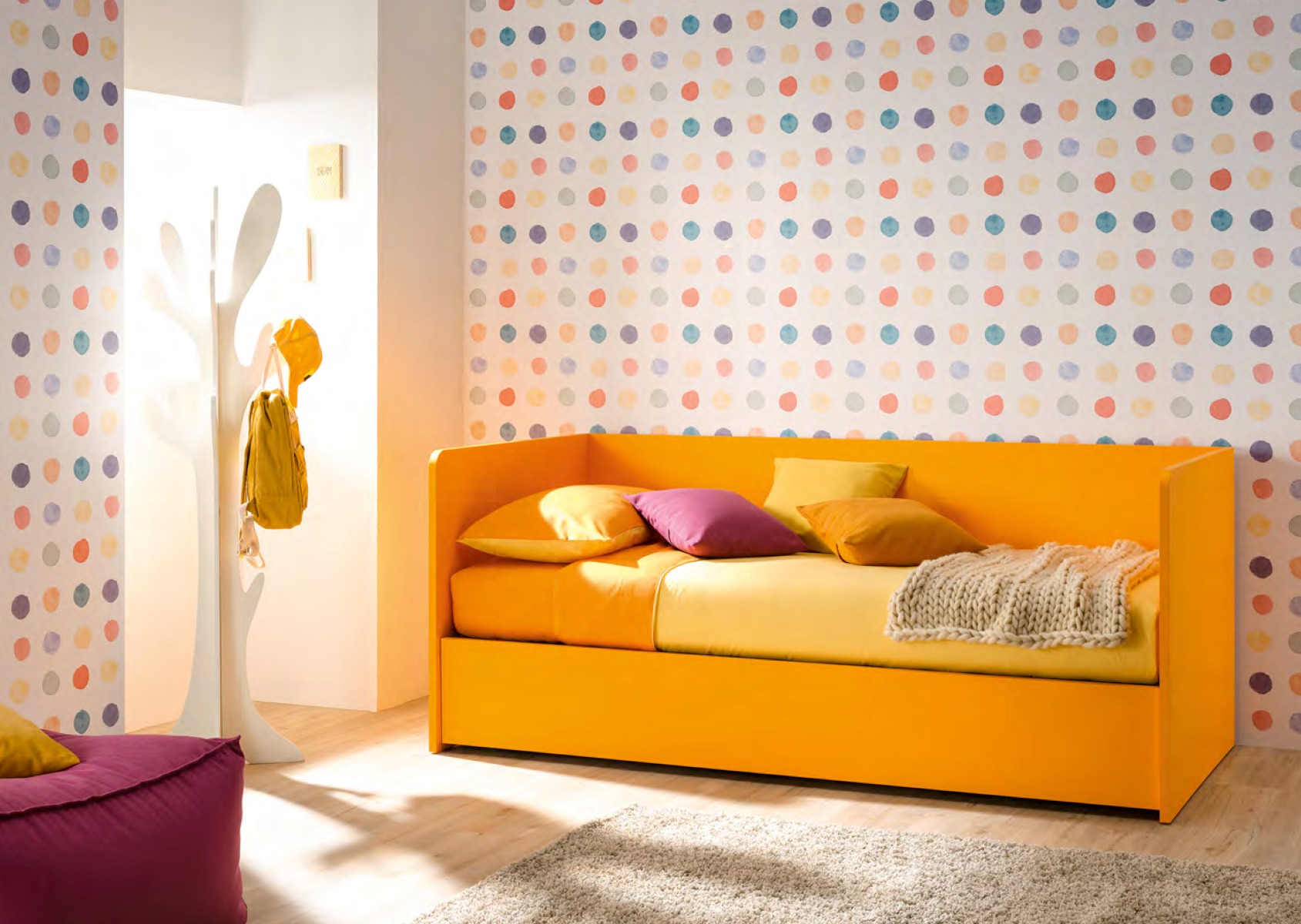 Divano letto Fillet Moretti Compact con secondo letto, Mandarino laccato