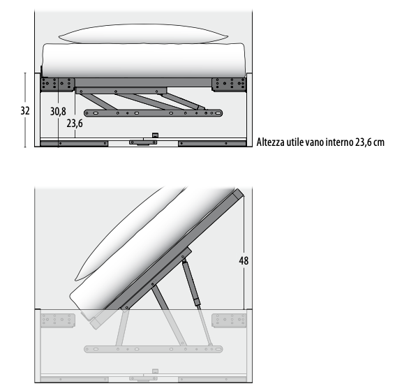 Divano letto Air Moretti Compact con contenitore, finitura Lampone e Lilla