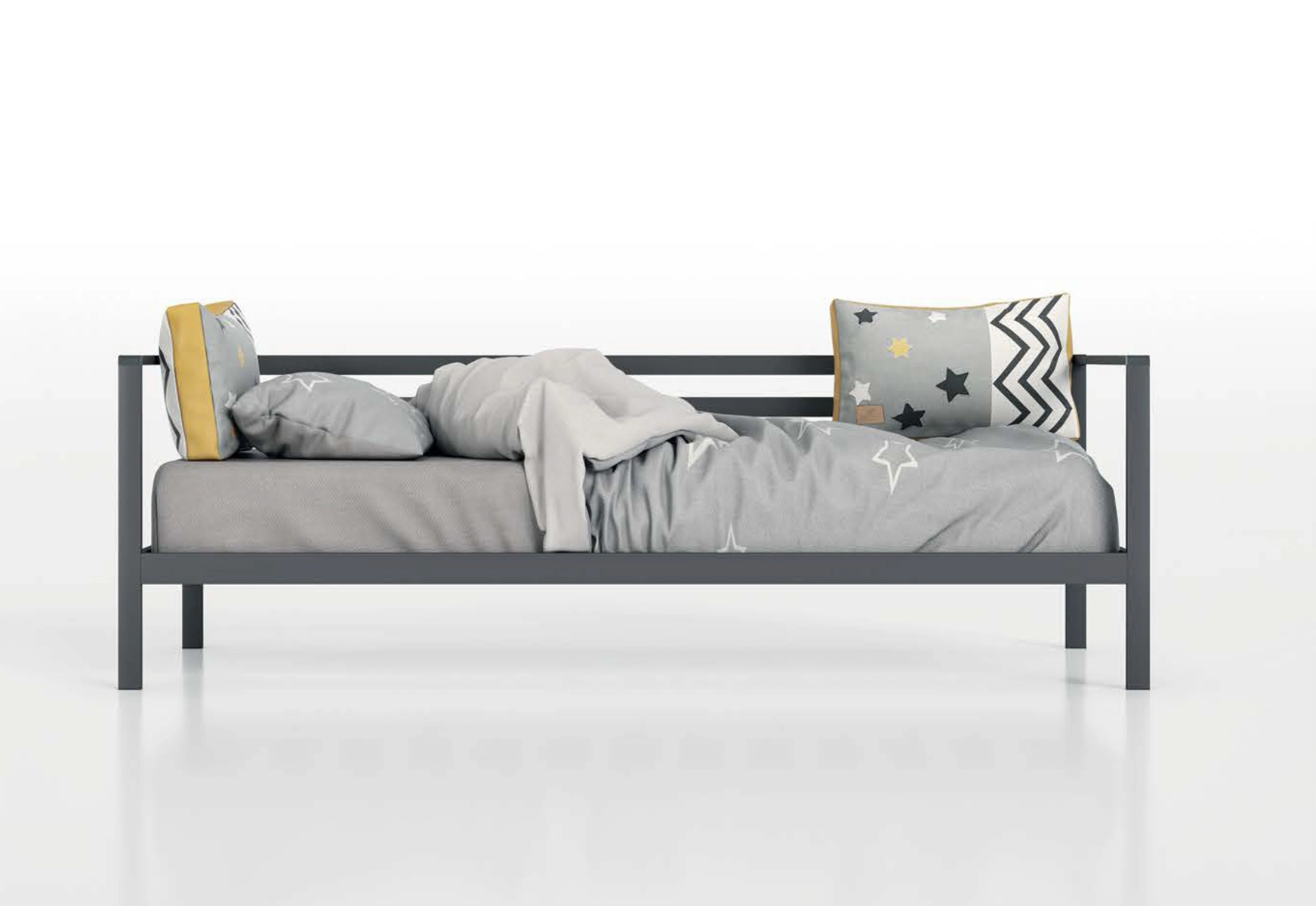 Divano letto Blow per camerette, Antracite e Grigio pietra Zenzero Shop