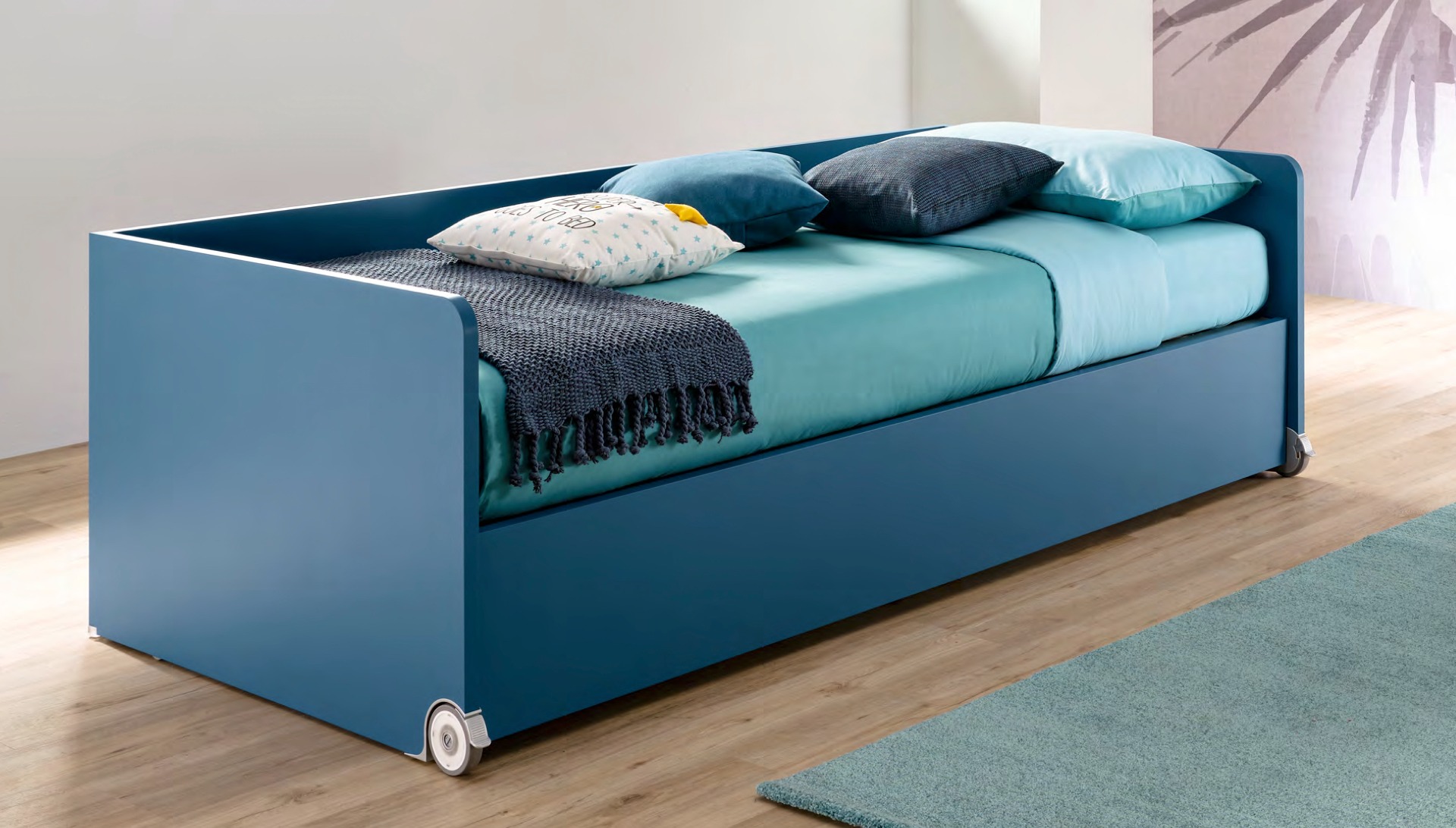 Divano letto Fillet Moretti Compact con secondo letto estraibile, Blu navy