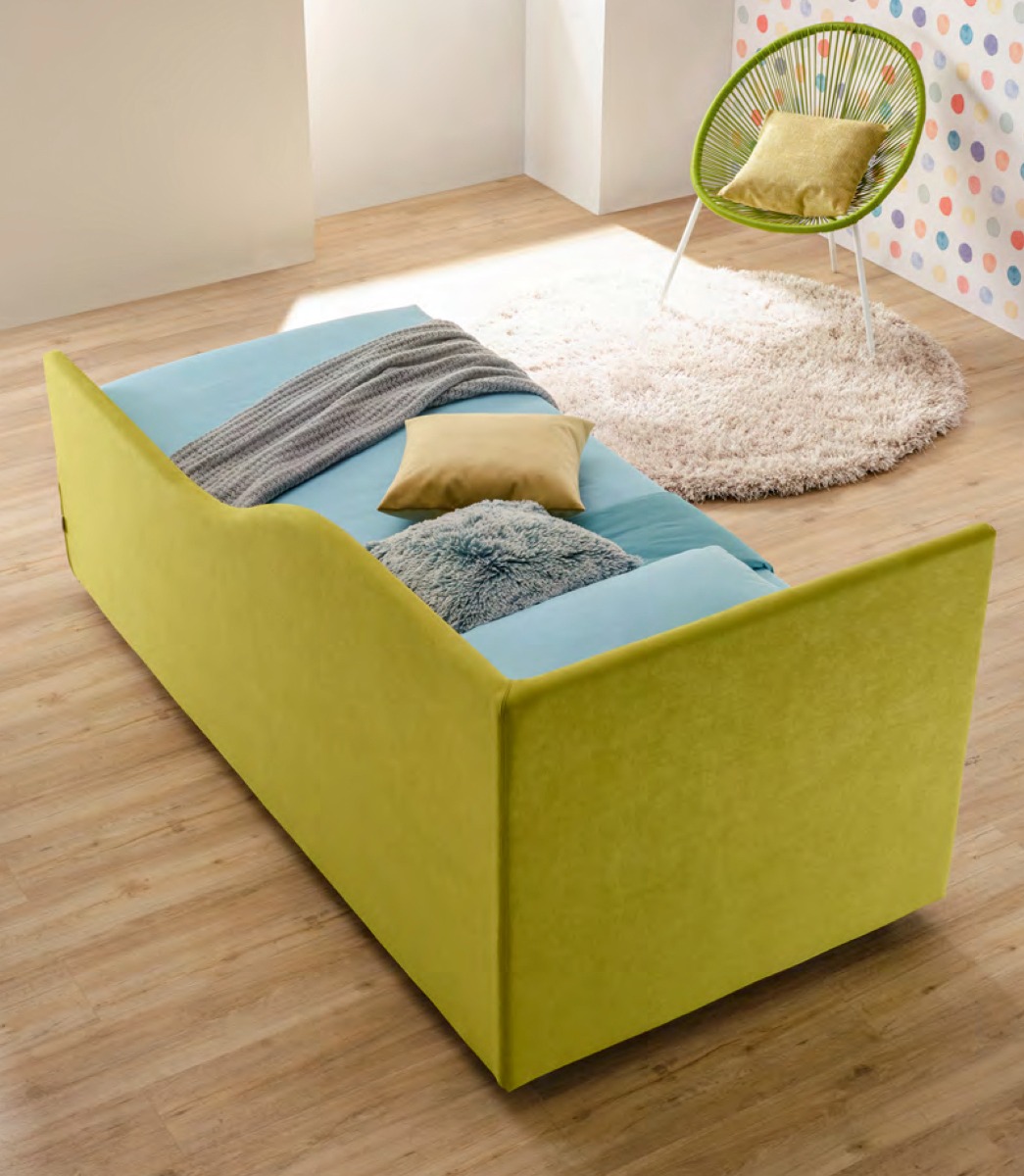 Divano letto Wave Moretti Compact con contenitore, tessuto Pistacchio