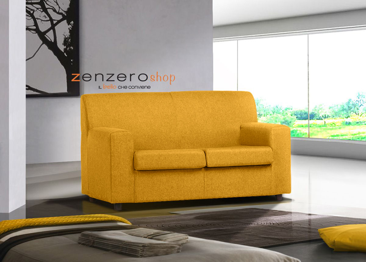 Divano moderno, finitura Corallo a 2 posti, sfoderabile