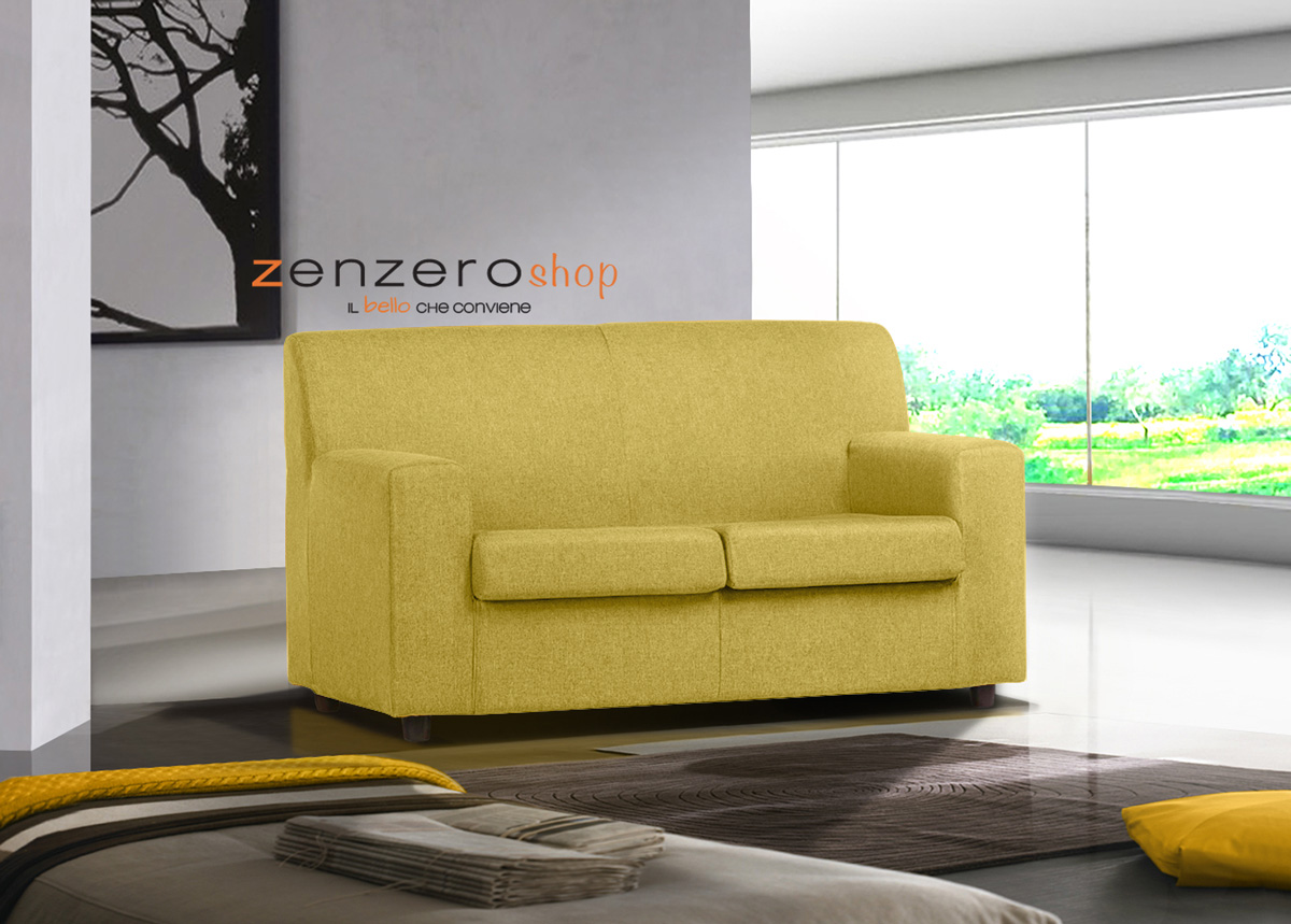 Divano modello Elbrus sfoderabile a 2 posti, colore Giallo Zafferano