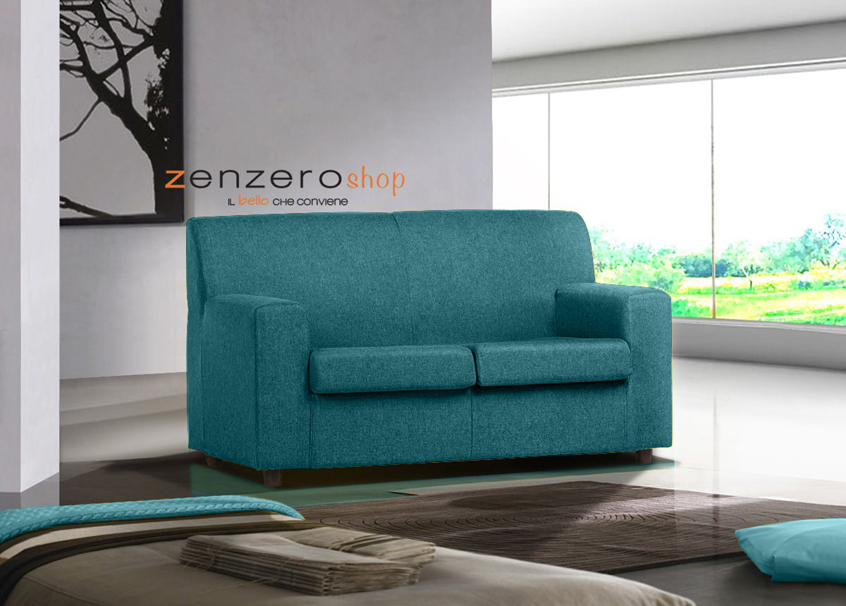 Divano moderno Verde acqua a 2 posti, sfoderabile