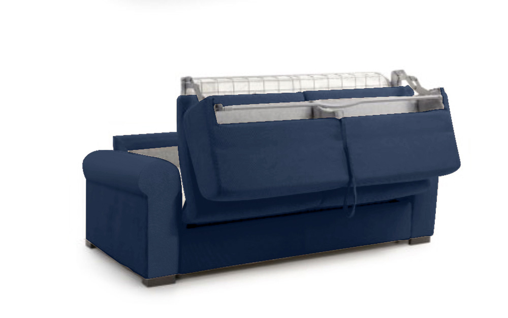 Divano letto sfoderabile Oliver, finitura tessuto Oltremare