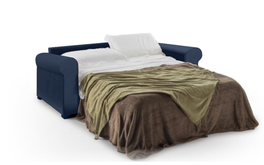 Divano letto sfoderabile Oliver, finitura tessuto Oltremare