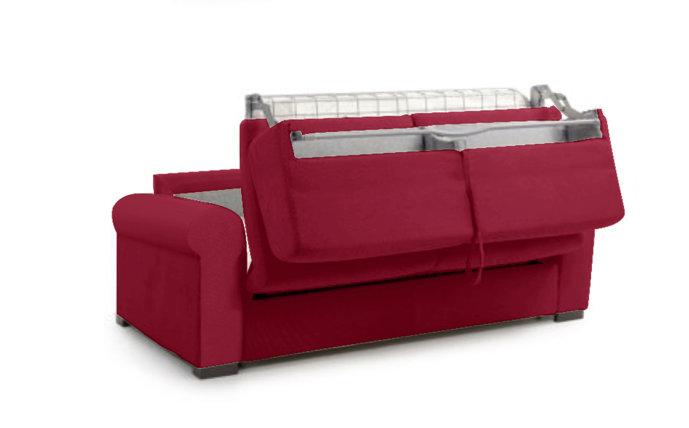 Divano letto Oliver moderno sfoderabile, finitura Melograno