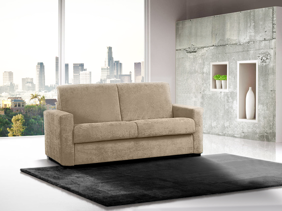 Moderno divano letto 2 posti, tessuto Paglia sfoderabile