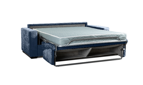 Divano letto Blu petrolio sfoderabile, 3 posti