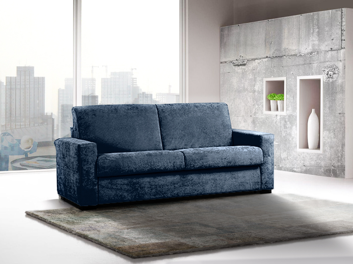 Divano letto Blu petrolio sfoderabile, 3 posti