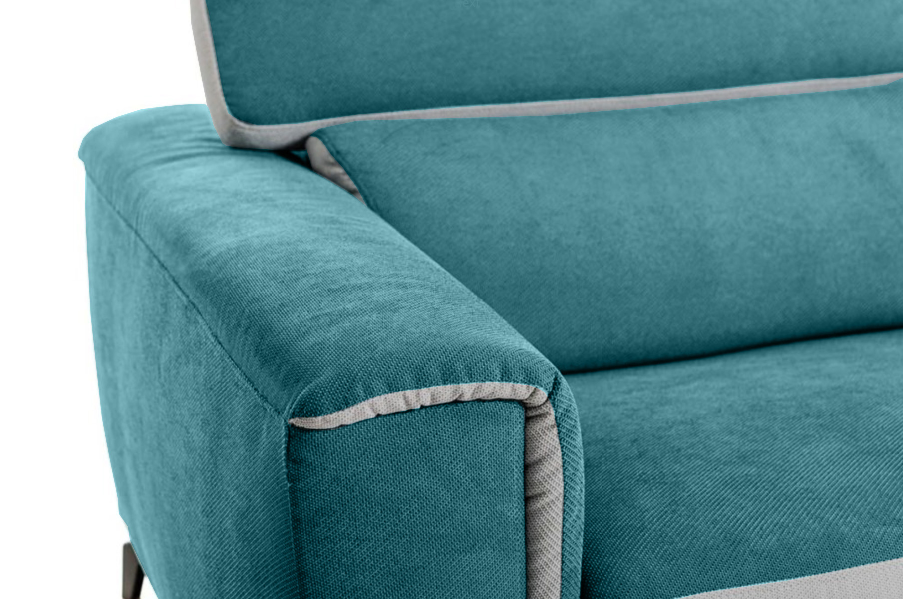 Divano Makalu, 3 posti, colore verde smeraldo e grigio, made in Italy