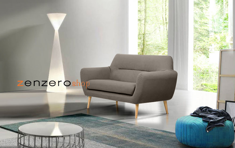 Divanetto moderno Elbrus con gambe in legno, 2 posti