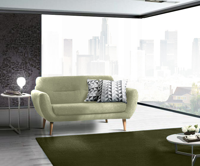 Divano in tessuto sfoderabile a 2 posti, finitura Verde Agave