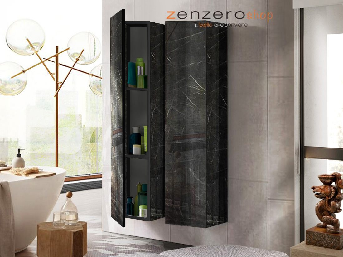 2 pensili bagno sospesi, finitura Marmo Lucido Nero