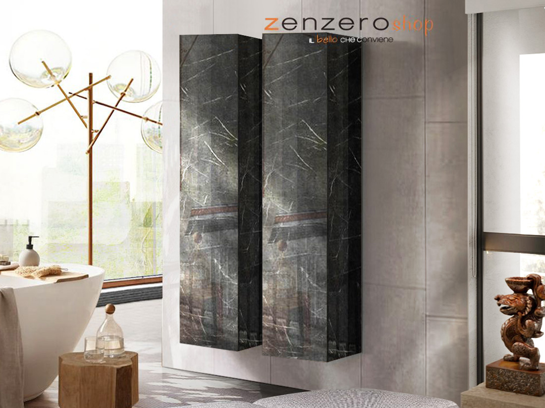 2 pensili bagno sospesi, finitura Marmo Lucido Nero