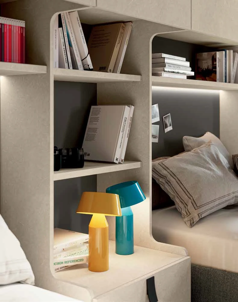 Armadio doppio ponte per camerette, Sandstone e Grigio cenere, L.397