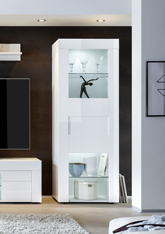 Vetrina di Design ad un anta Bianco Lucido