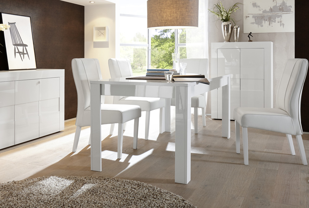 Tavolo MADE IN ITALY  allungabile da 140 o 180 cm in bianco lucido