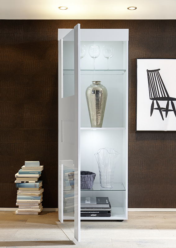 Vetrina di Design ad un anta Bianco Lucido