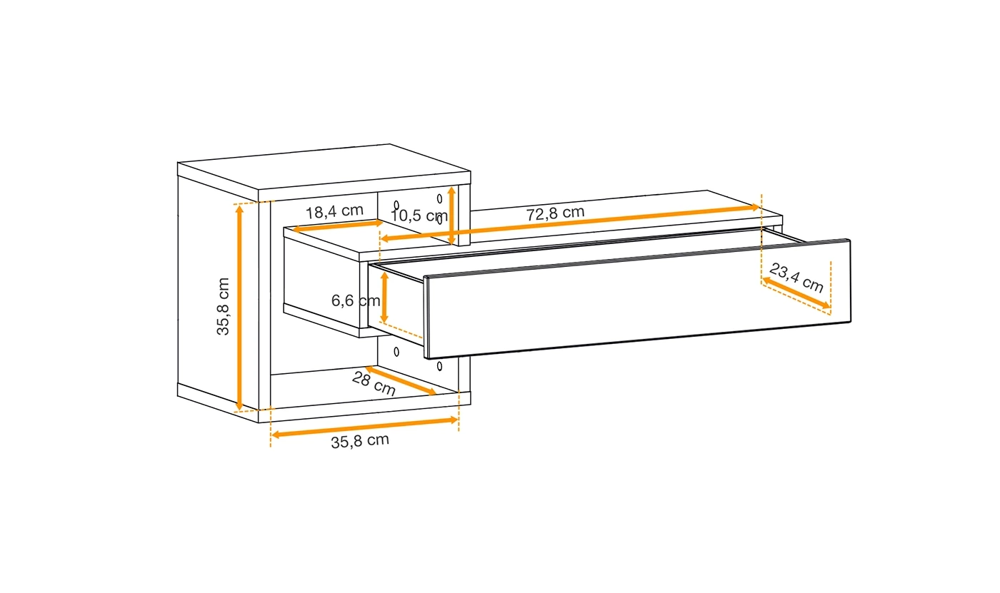 Composizione di 2 mobili sospesi da ingresso, 100x40x30 h cm, Nero e Rovere wotan