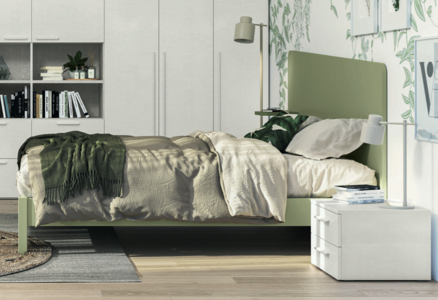 Letto matrimoniale Edge plus in finitura Rovere gesso