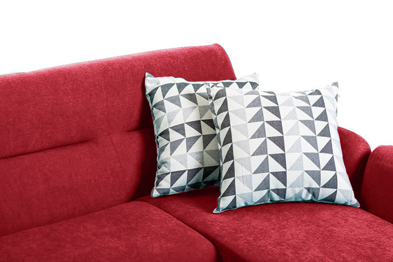 Divano moderno Chimborazo ad angolo a 3 posti, gambe in legno, finitura Rossa