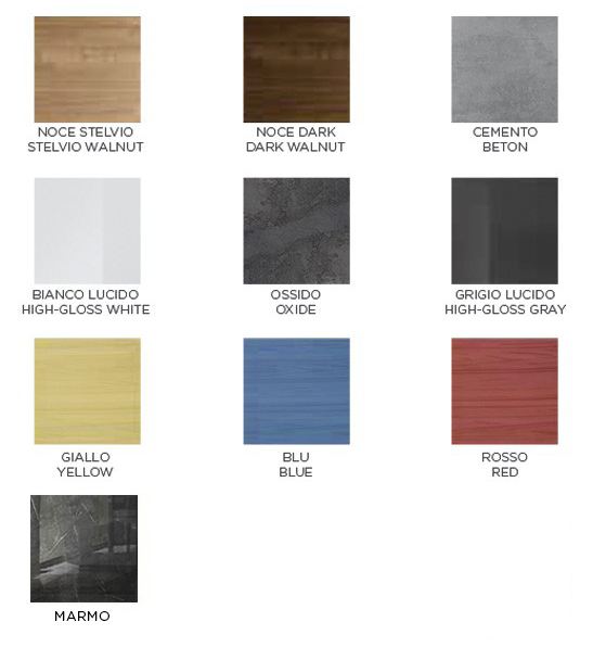 Mobiletti pensili per bagno in finitura Ossido, Gesso e Beton