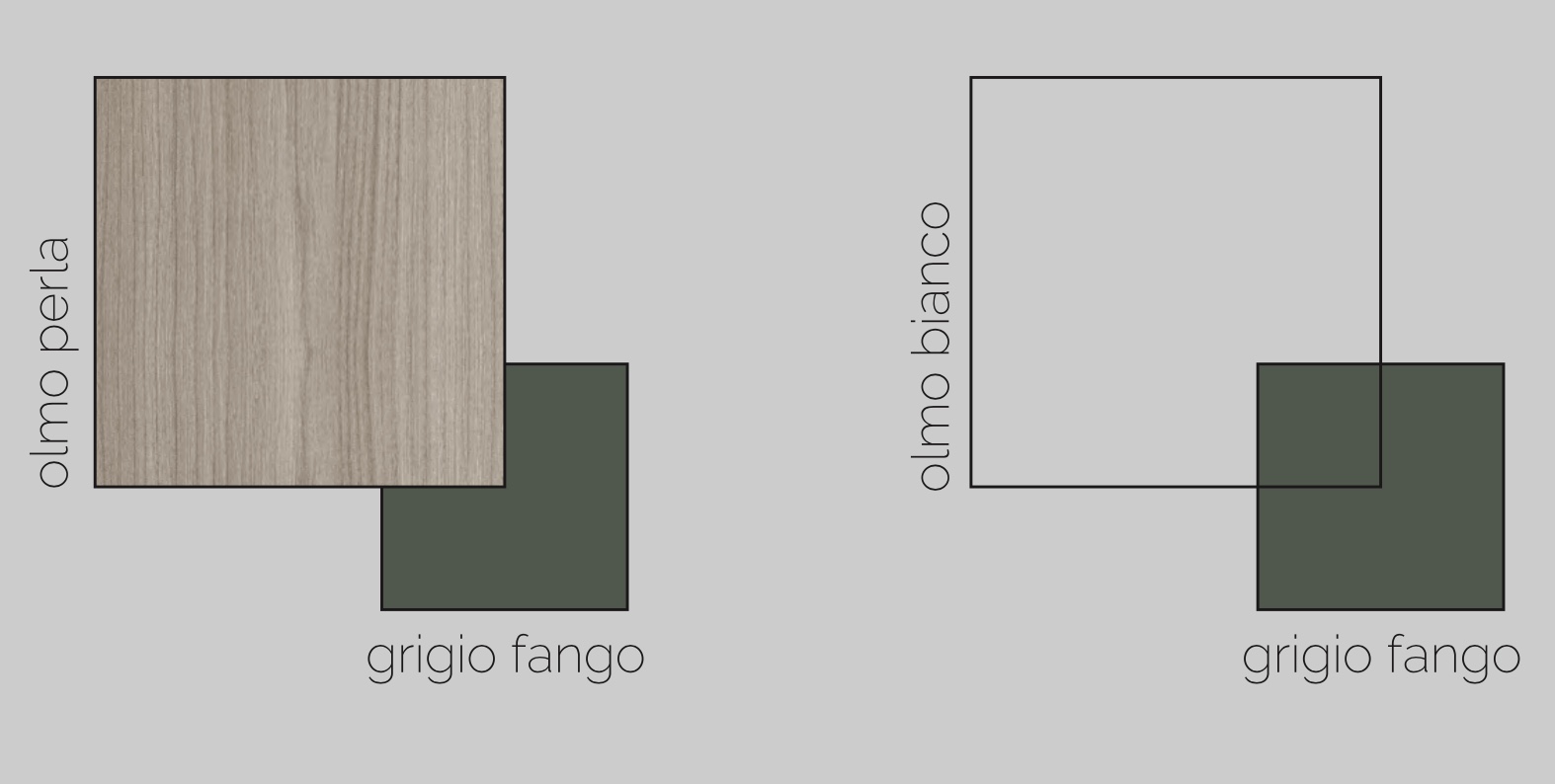 Coppia di comodini moderni 2 cassetti Olmo perla, Made in Italy