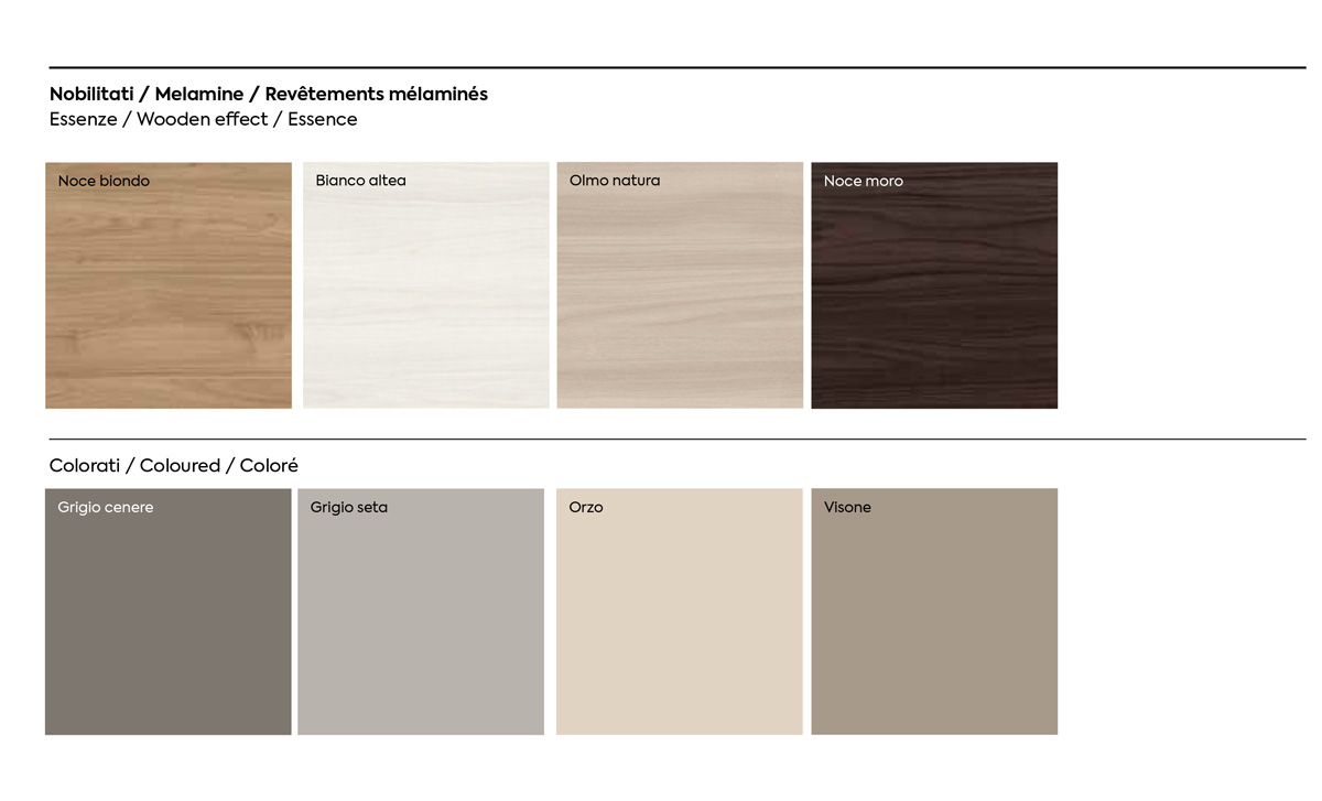 Letto con testata imbottita e giroletto in legno, ecopelle grigia e bianco altea