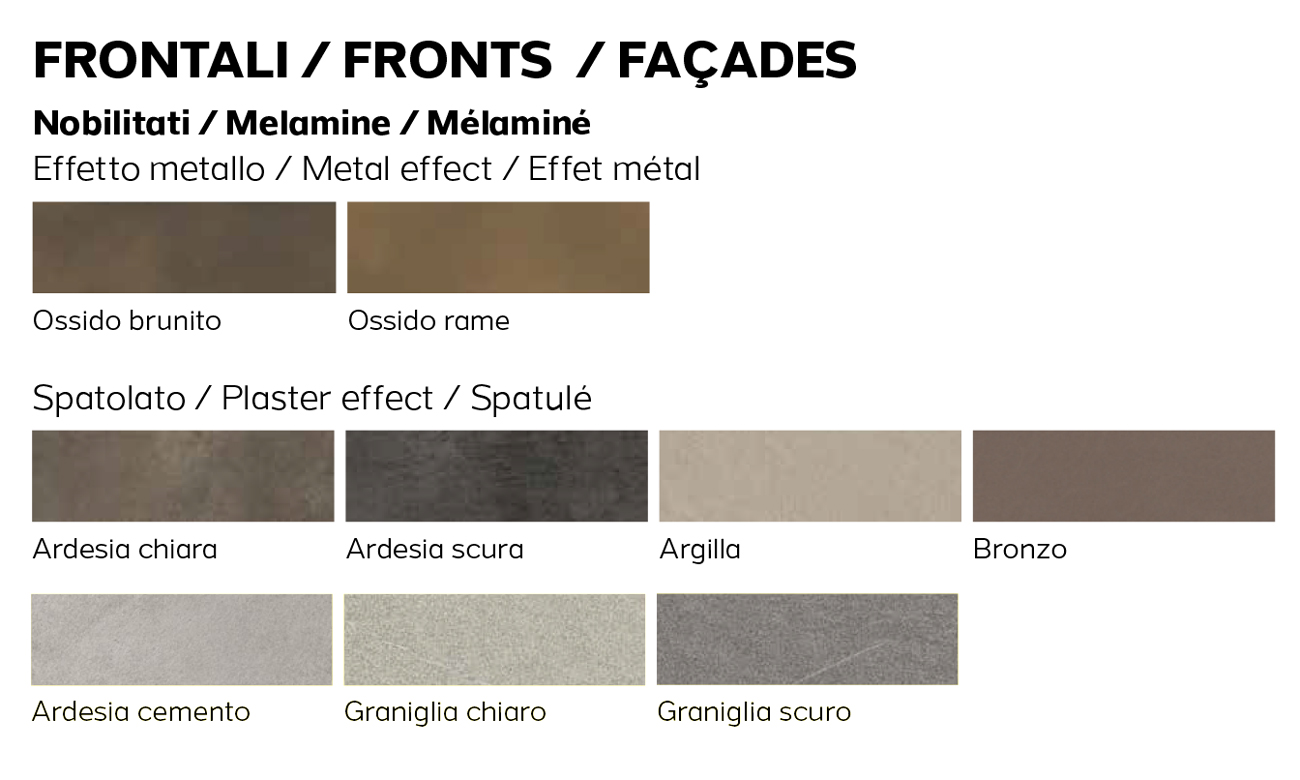 Madia buffet a 2 ante, finitura Rovere chiaro e Bronzo