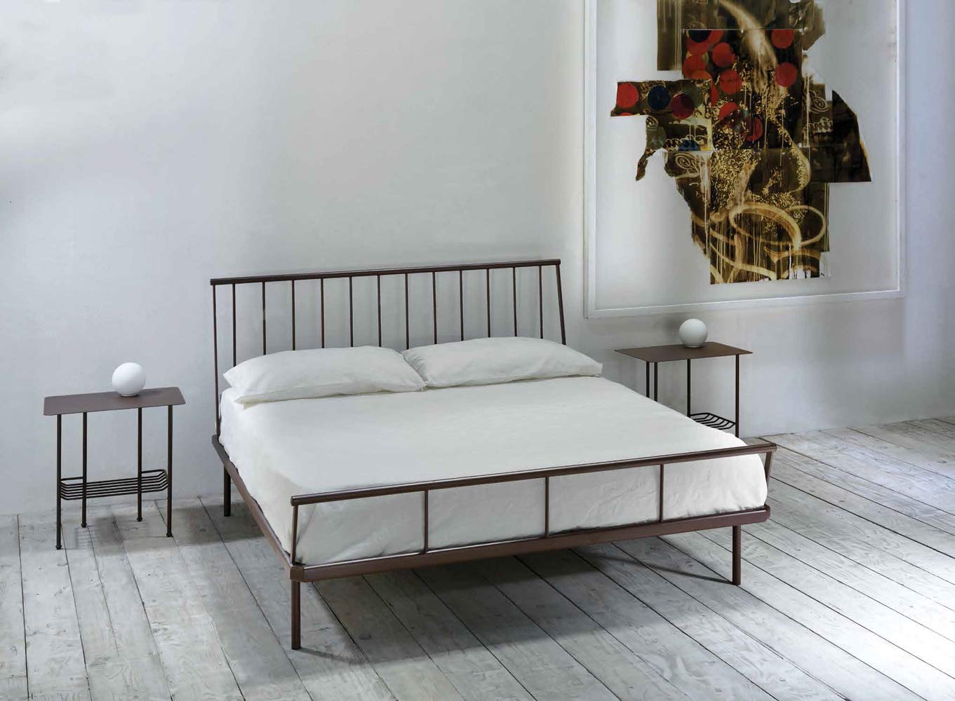 Letto in ferro battuto Giuliani , effetto corten, made in Italy