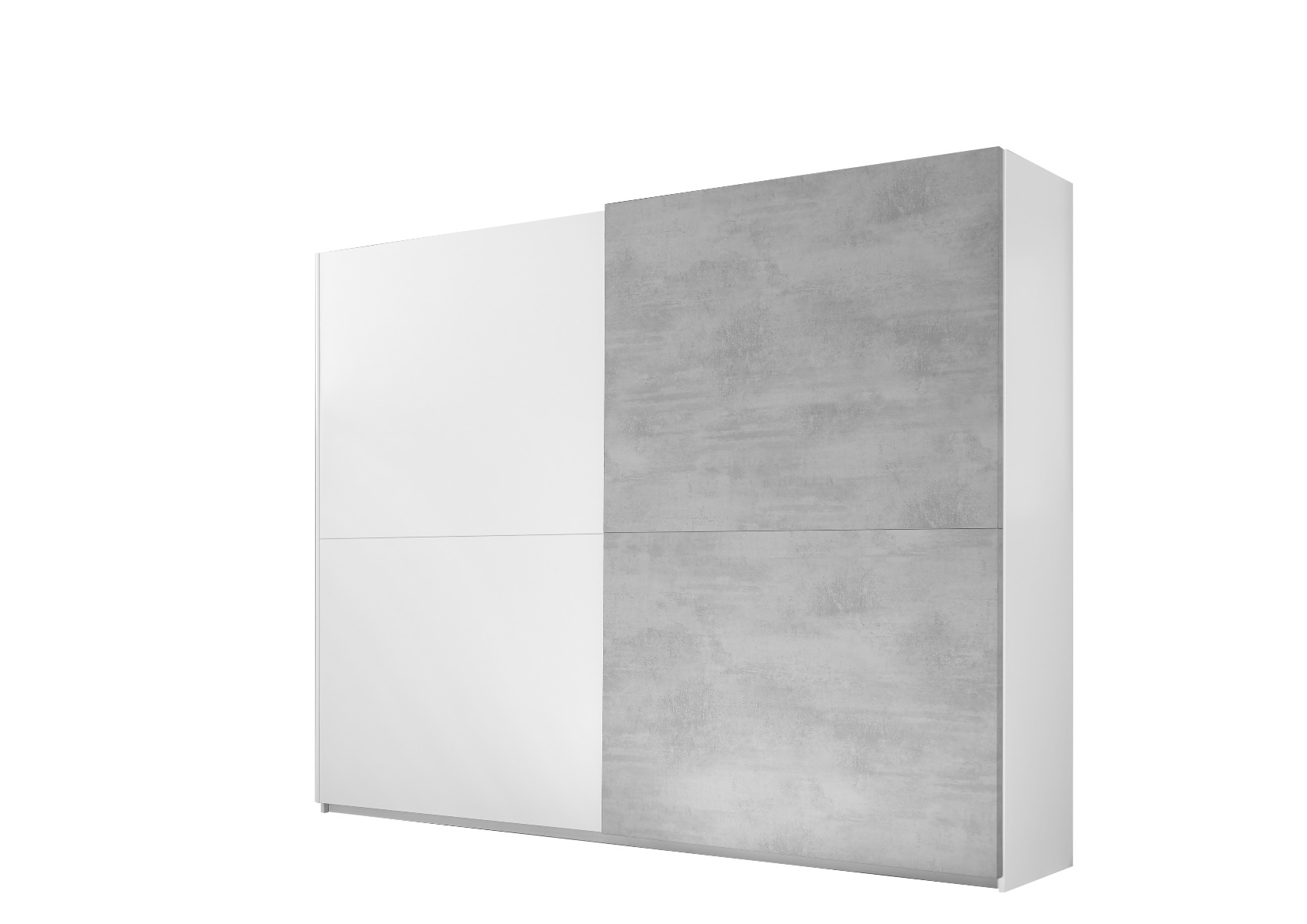 Camere matrimoniale Bianca Opaco e Beton con letto in ecopelle, armadio e comodini