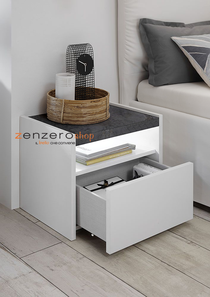 Camere matrimoniale con armadio Maxi L.275 H.248, Bianca Opaco e Ossido