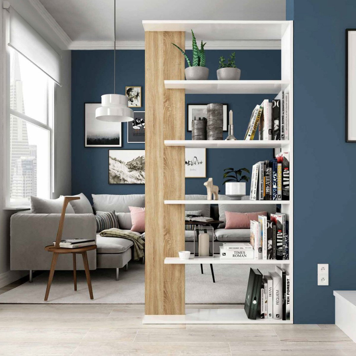 libreria bifacciale rovere