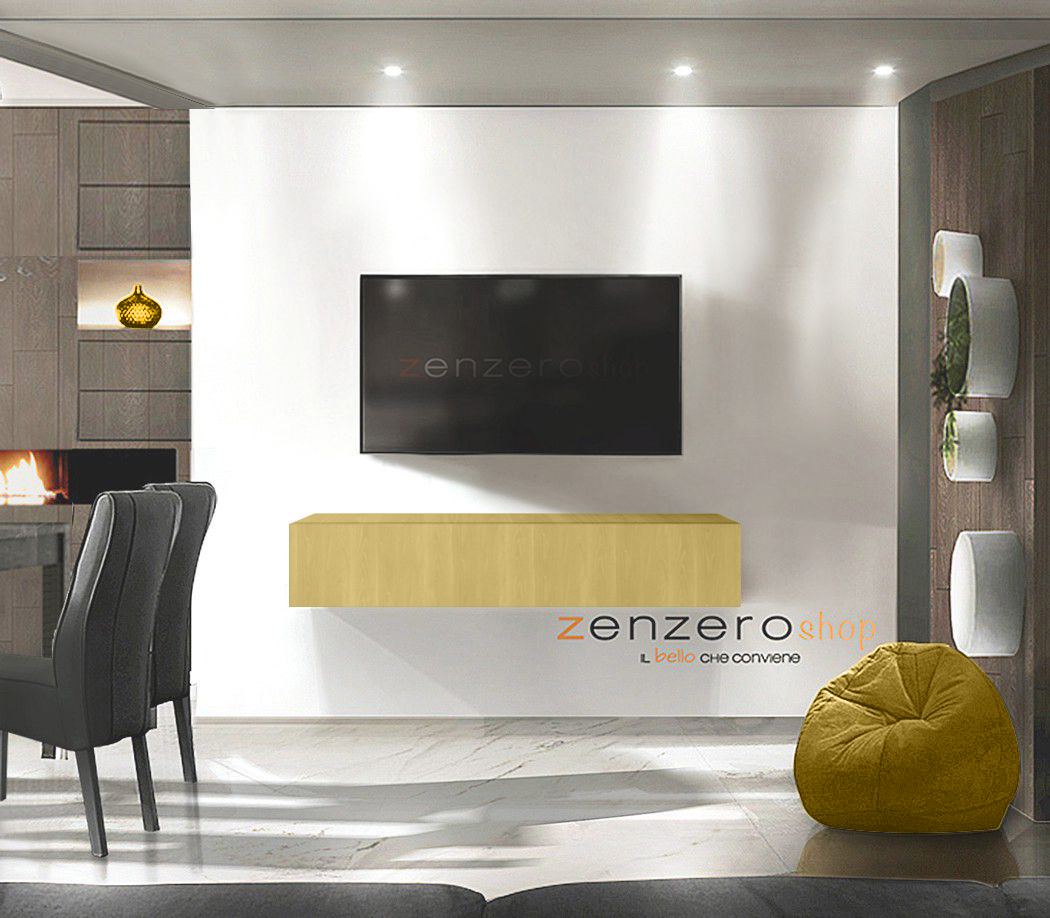 Mobile porta TV in finitura Giallo, anta a ribalta