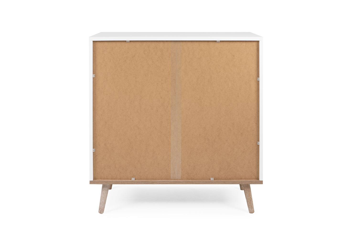 Comò moderno in finitura bianco con piedi in legno